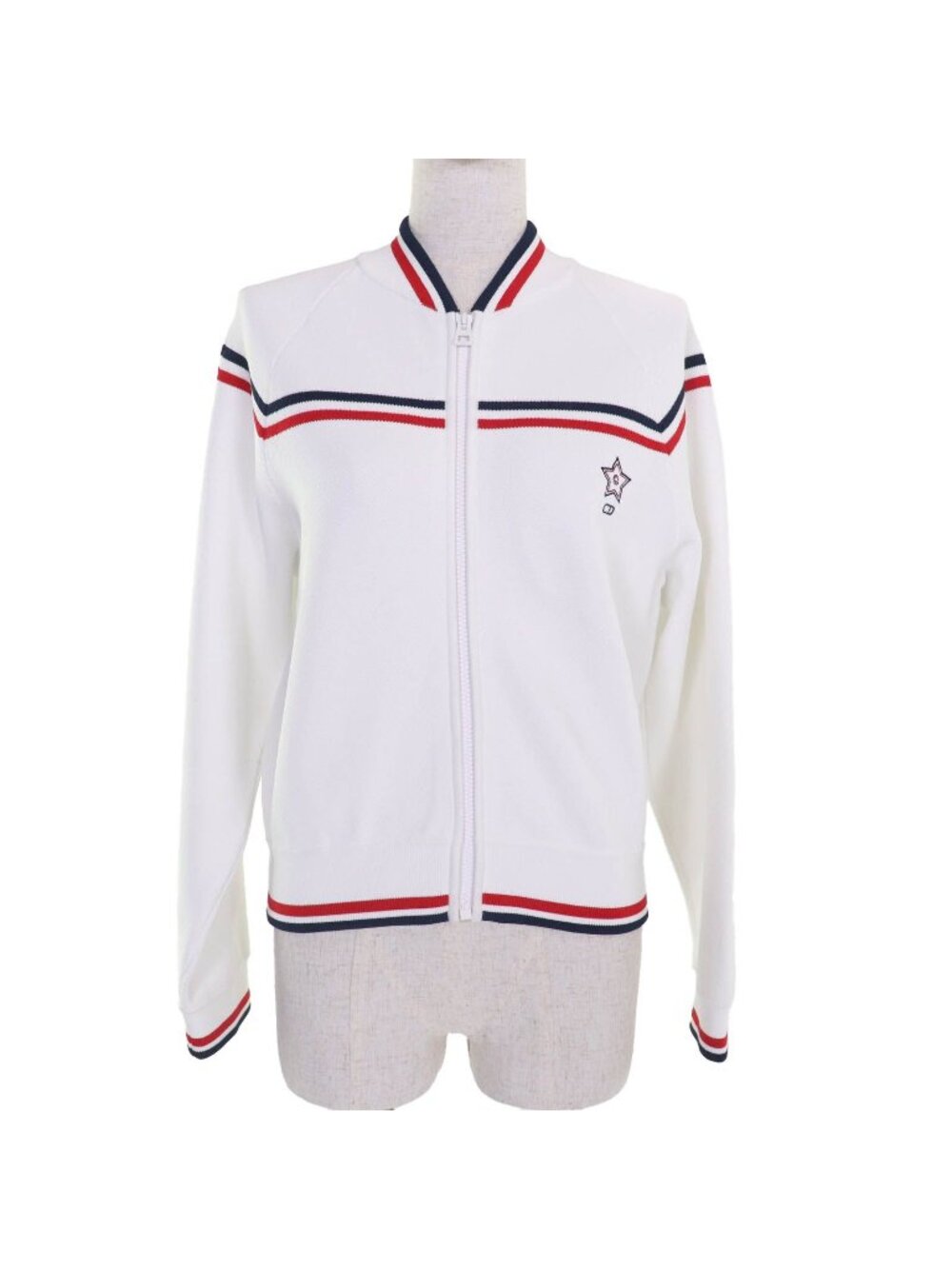 Dior Vibe Bomber Jacket CD Embroidery Back Logo Front Zip White Hanger 40